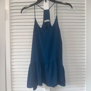 Newbury Kustom Aqua Racerback Peplum Flowy Tank Top Blouse